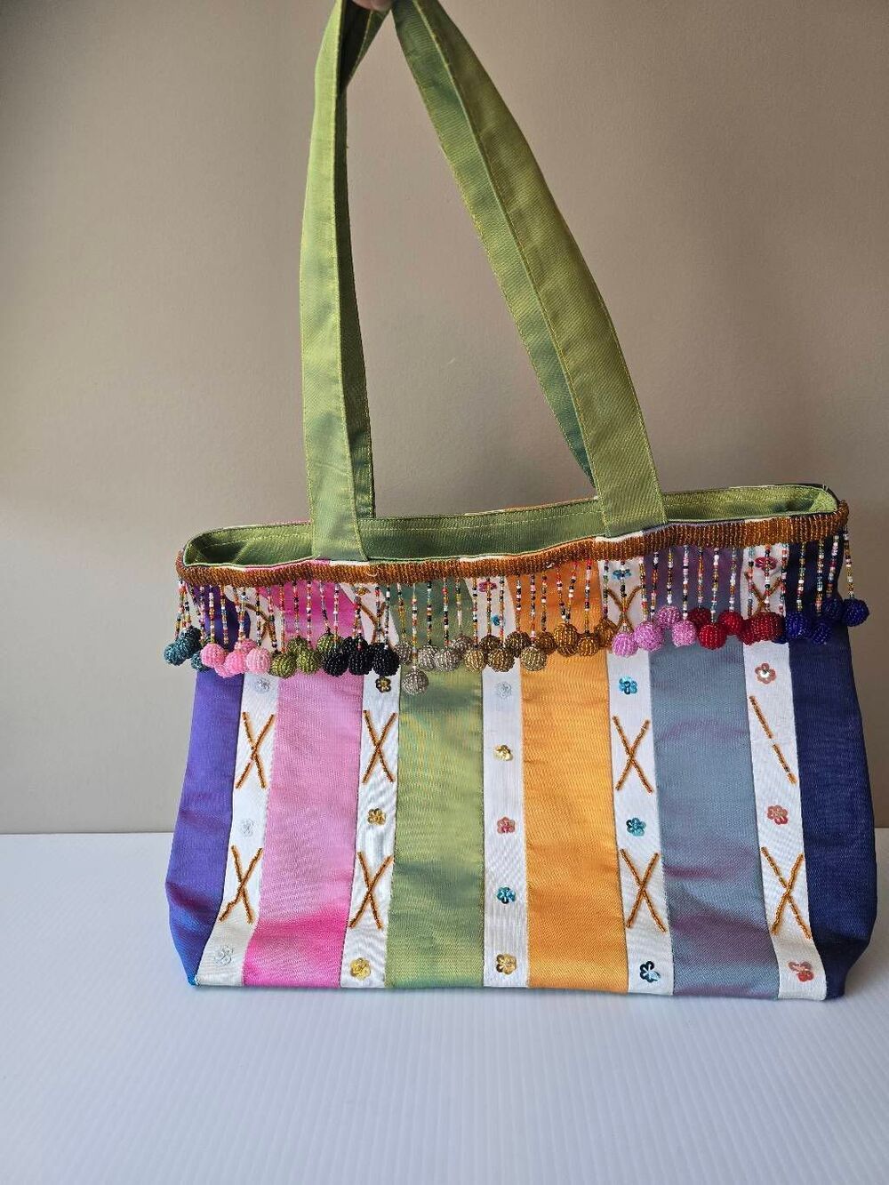 Quixote Red River Tote Bag Beaded